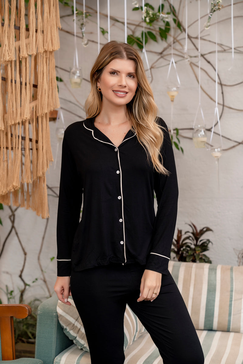 Pijama Feminino Preto